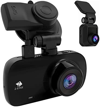 Dual Dash Cam, Z-Edge Z3D 2.7" Screen Dual 1920 x 1080P Dash Cam Front and Rear (2560x1440P Single Front) with GPS, Support 256GB max, WDR, Super Night Vision, Parking Mode, G-Sensor