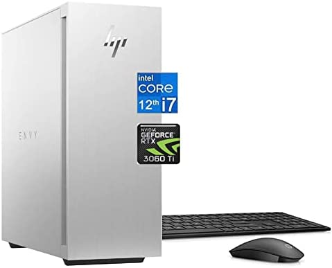 HP 2023 Envy Gaming Tower Desktop PC Computer, 12th Gen Intel 12cores i7-12700 Up to 4.9GHz, GeForce RTX 3060 Ti, 32 GB RAM, 1TB SSD +1TB HDD, Wireless Keyboard & Mouse Combo, Win11 +CUE Accessories