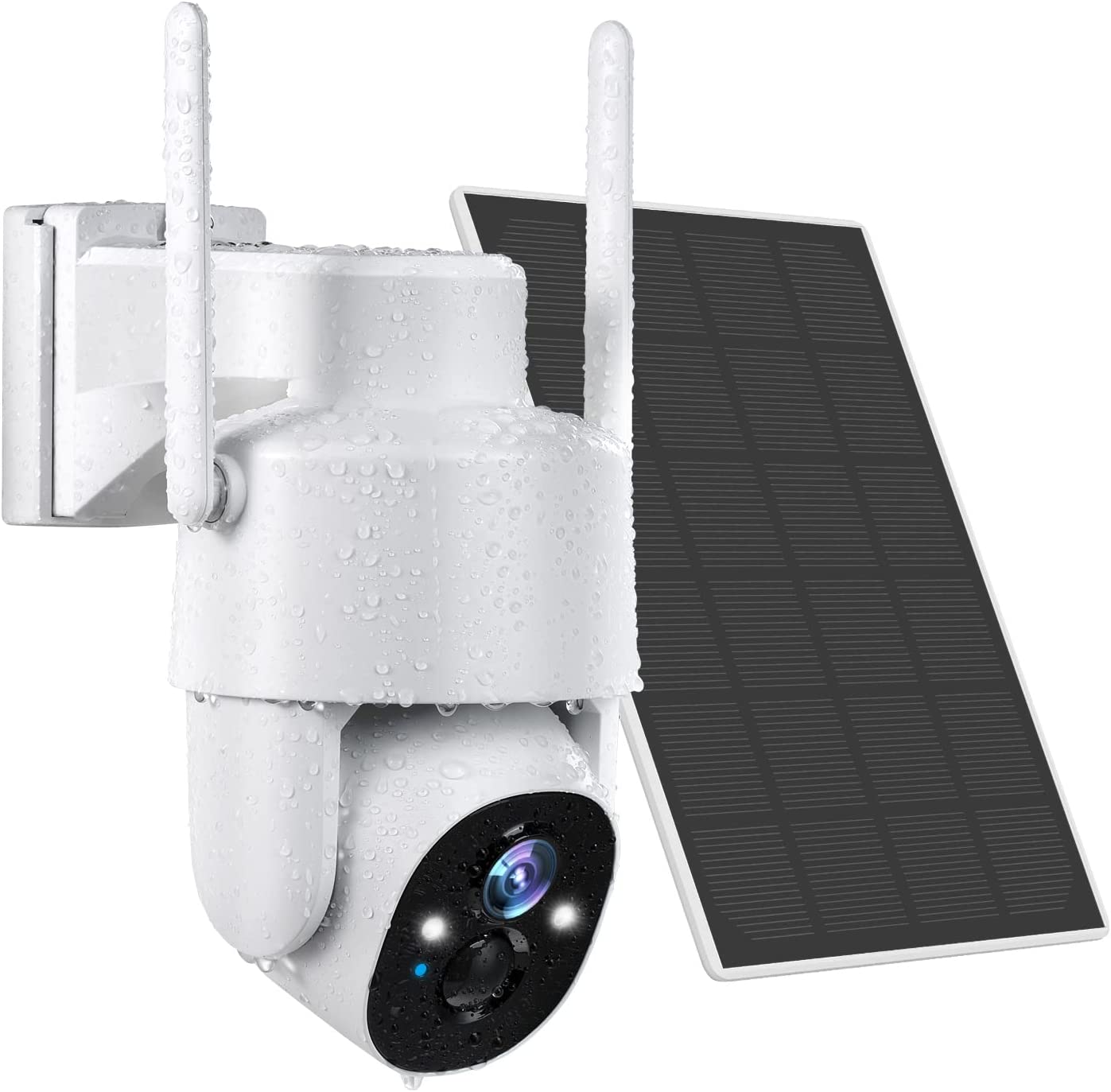 Solar Security Cameras Wireless Outdoor, Pan-Tilt 2K Outdoor Camera Wireless, 3MP Color Night Vision, 2-Way Talk, Motion Detection, Spotlight/Siren, IP65, Cloud/SD WiFi 360°PTZ Battery Powered Camera