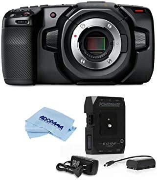 Blackmagic Design BMPCC Pocket Cinema Camera 4K - Bundle with Core SWX PowerBase Edge 14.8V 49Wh Battery, and Microfiber Cloth