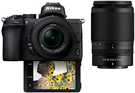 Nikon Z50 Compact Mirrorless Digital Camera with Flip Under "Selfie/Vlogger" LCD | 2 Zoom Lens Kit Includes: NIKKOR Z DX 16-50mm f/3.5-6.3 VR & NIKKOR Z DX 50-250mm F/4.5-6.3 VR