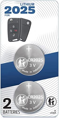 (2 Pack) CR2025 2025 Remote Key Fob OEM Battery for Flip Key Compatible with VW Shell Case Cover Replacement for 2015-2021 Atlas GTI Golf AllTrack R SportWagen e-Golf Jetta Part # 5G6 959 752 BG