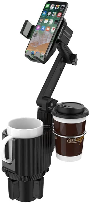 2-in-1 Multifunctional Car Cup Holder double water bottle holder with mobile phone holder.Adjustable car cup Phone holder mount.Car accessories.Cellphone accessories.Compatible with iPhone and Android