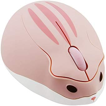 2.4GHz Wireless Mouse Cute Hamster Shape Less Noice Portable Mobile Optical 1200DPI USB Mice Cordless Mouse for PC Laptop Computer Notebook MacBook Kids Girl Gift (Pink)