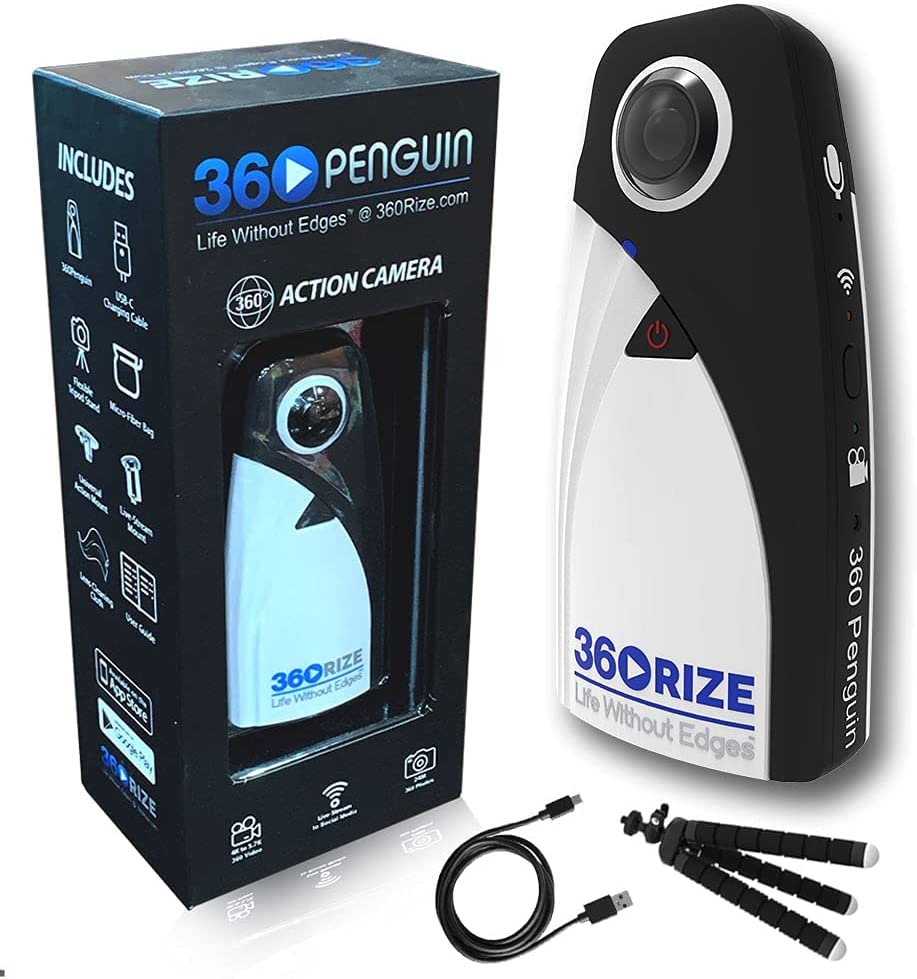 360 Camera - 360Penguin - iPhone/Android Compatible VR Camera - 24MP Photo and 4K Video (360rize)