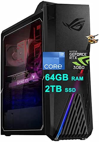 ASUS ROG Strix GT15 G15 Gaming Desktop Computer 12th Generation Intel 12-Core i7-12700F Processor 64GB RAM 2TB SSD NVIDIA Geforce RTX 3060 12GB Graphic DisplayPort Aura Sync Win11 Gray + HDMI Cable