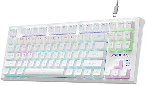 AULA Mechanical Keyboard, 87 Keys Wired Mechanical Gaming Keyboard, RGB Backlit Keyboard with Brown Switches for Windows Laptop PC Mac