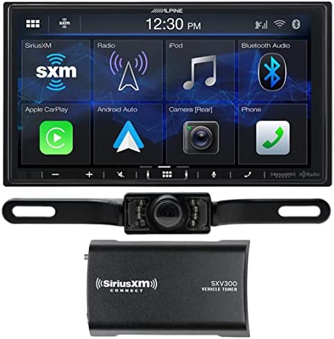 Alpine iLX-407, 7" Double Din Multimedia Receiver Compatible w/ Apple CarPlay & Android Auto - Includes Backup Camera & SXV300V1 Tuner Bundle (Does Not Play CDs)