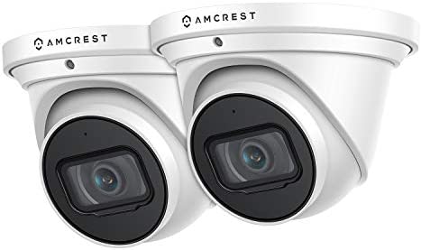 Amcrest 2-Pack UltraHD 4K (8MP) Outdoor Security IP Turret PoE Camera, 3840x2160, 98ft NightVision, 2.8mm Lens, IP67 Weatherproof, MicroSD Recording (256GB), White (2PACK-IP8M-T2599EW)