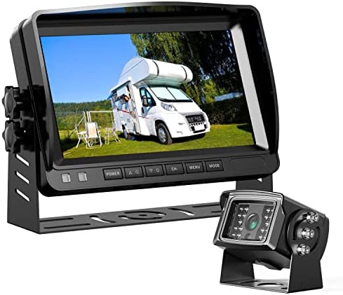 Calmoor 7" HD 1080P Wired Backup Camera System with 7-inch Monitor & Rear View Camera, Adjustable Parking Lines Night Vision for Truck/RV/Pickup/Bus/Trailer/Camper/5th Wheels (D1P7)