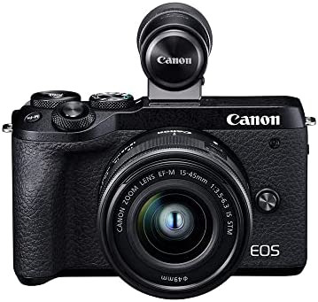 Canon EOS M6 Mark II Mirrorless Camera for Vlogging + 15-45mm Lens, CMOS, APS-C Sensor, Dual Pixel CMOS Auto Focus, Wi-Fi,Bluetooth and 4K Video