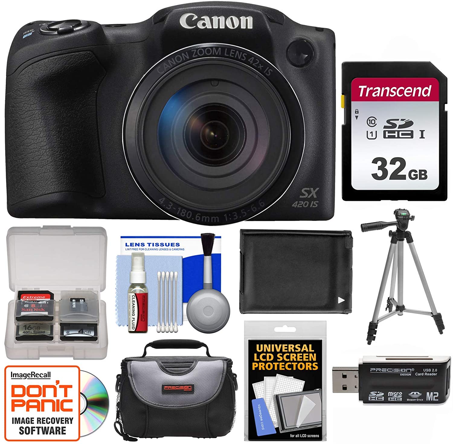 Canon PowerShot SX420 is Wi-Fi Digital Camera (Black) with 32GB Card + Case + Battery + Tripod + Kit (Renewed)