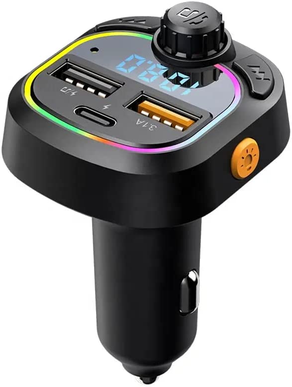 Car Charger, Wireless Bluetooth 5.0, FM Transmitter, Dual USB Port Charger for All Devices