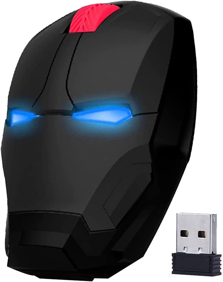 ECOiNVA Wireless Iron Man Mouse 2.4G Optical Computer Mouse for Desktop Laptop PC Mac (Black)