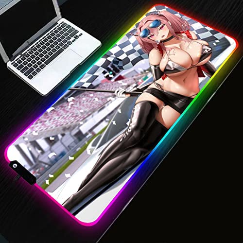 Gaming Mouse Pads Sexy Ass Breast Anime Girl Mouse Pad Large RGB Gaming Sexy Girl Gamer Accessories LED Computer PC with Backlight Computer Carpet,Color I,12inchX31.5inch