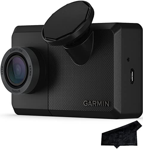 Garmin Dash Cam Live, 24/7 Live View, Always-Connected Dash Cam with Signature Series Cloth Bundle