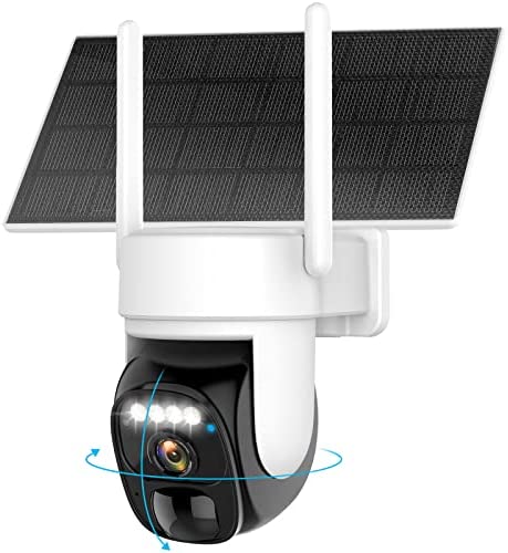 Hawkray Solar Security Cameras Wireless Outdoor ，2K 360° View Pan Tilt Low Power Consumption WiFi Security Cameras with AI Motion Detection, Color Night Vision，Two-Way Audio