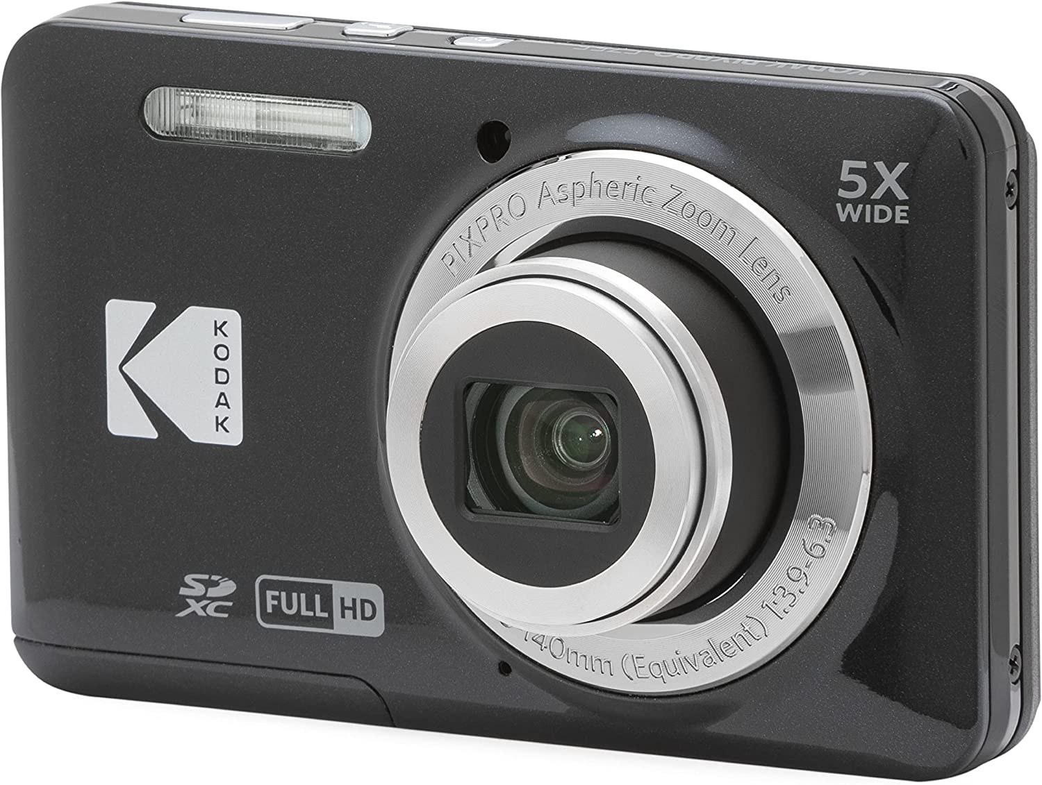 KODAK PIXPRO Friendly Zoom FZ55-BK 16MP Digital Camera with 5X Optical Zoom 28mm Wide Angle and 2.7" LCD Screen (Black)