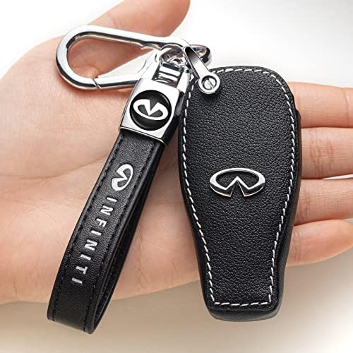 Leather Key Fob Case Cover for Infinity ,Key Holder Replacement for 2017-2018 Infiniti QX30 3-Button Keyless Entry Remote (3 Button)