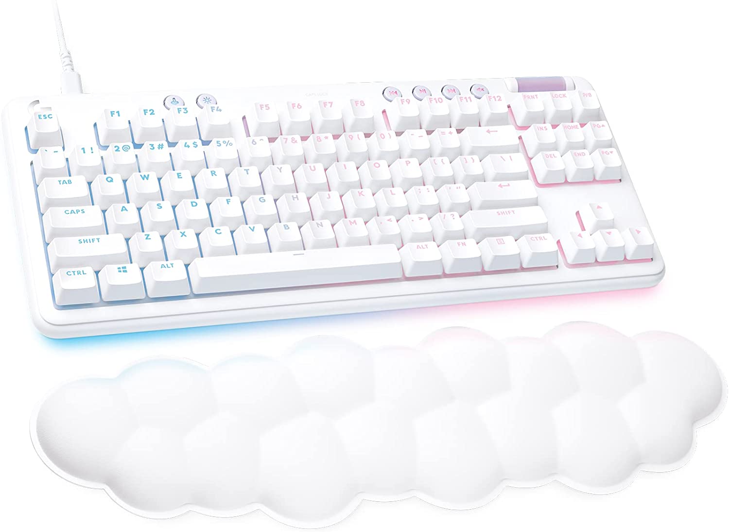 Logitech G713 Wired Mechanical Gaming Keyboard with LIGHTSYNC RGB Lighting, Linear Switches (GX Red), and Keyboard Palm Rest, PC and Mac Compatible - White Mist