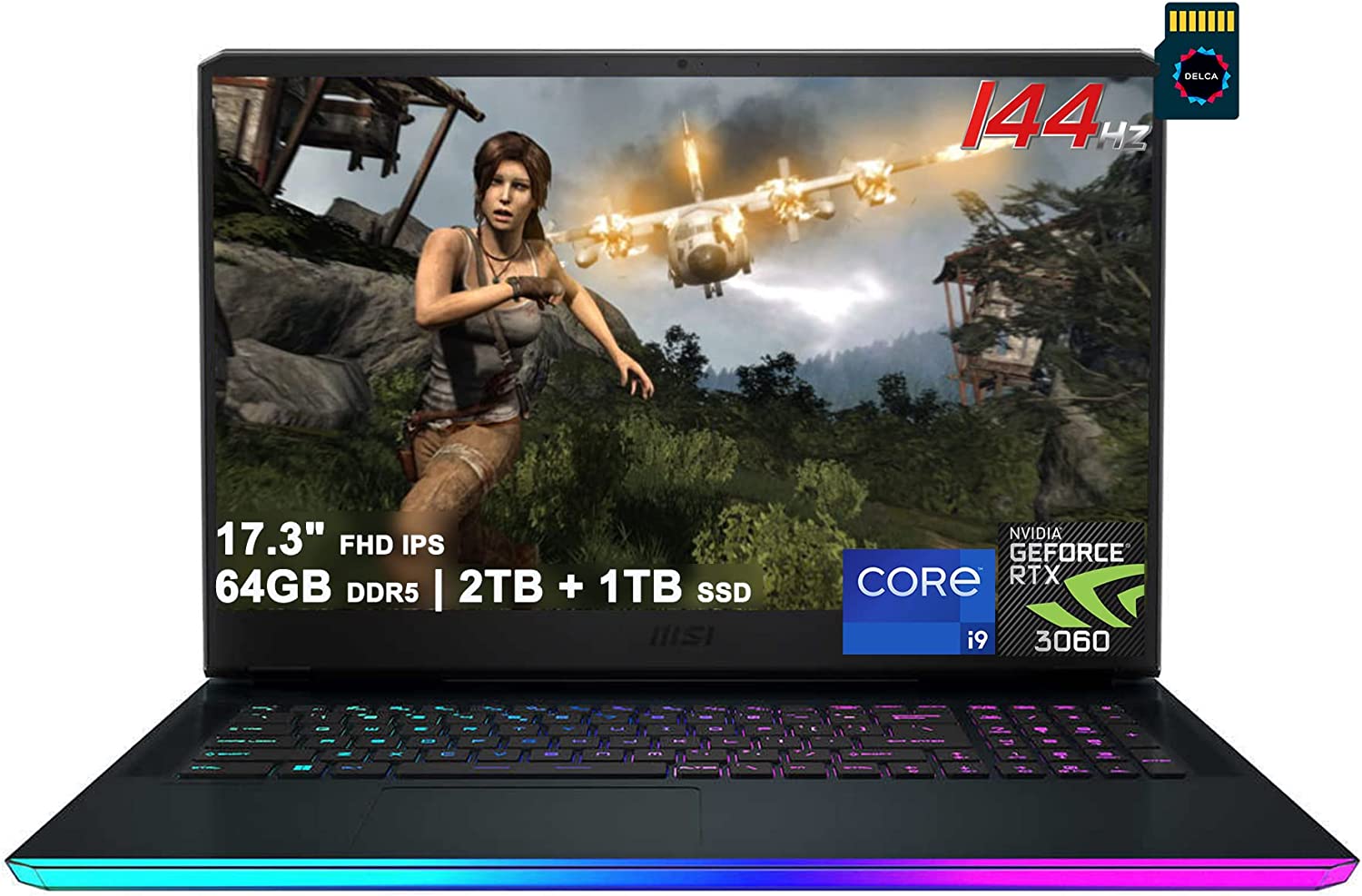 MSI GE76 Raider Gaming Laptop | 17.3" FHD IPS 144Hz | 12th Gen Intel 14-core i9-12900H | 64GB DDR5 2TB + 1TB SSD | GeForce RTX3060 6GB | Backlit Thunderbolt USB-C Dynaudio Win11 + 32GB MicroSD Card