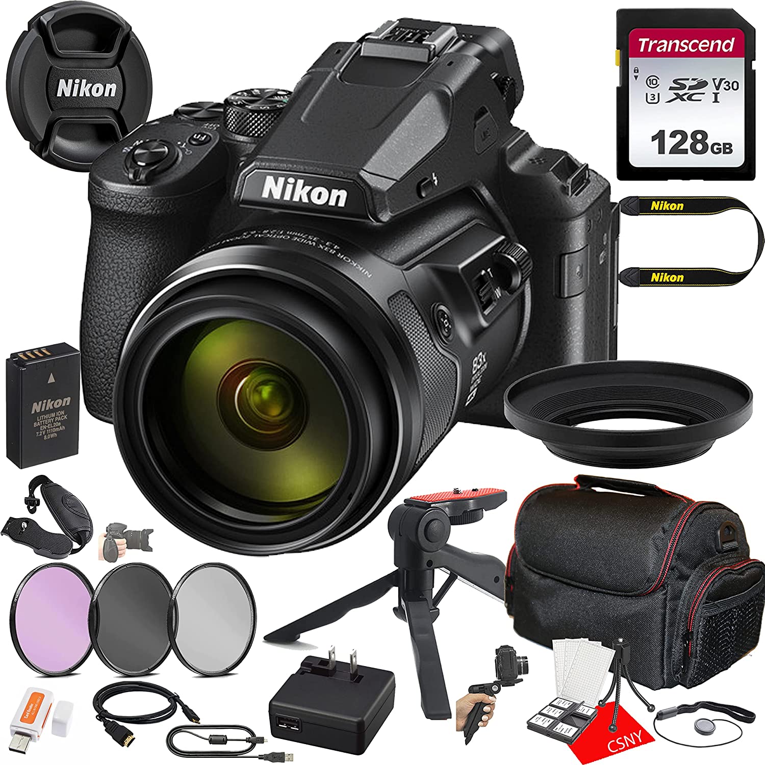 Nikon COOLPIX P950 16MP 83x Optical Digital Point and Shoot Camera + 128GB Memory + Case + Tripod + More (24pc Bundle)