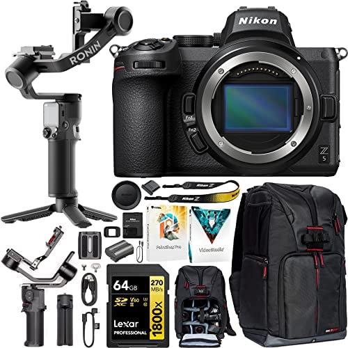 Nikon Z 5 Full Frame Mirrorless Camera 4K FX Body 1649 Filmmaker's Bundle Including DJI RS 3 Mini Gimbal Stabilizer Kit + Deco Gear Photography Backpack + 64GB High Speed Card & Software