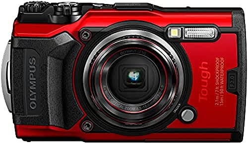 OM System Olympus TG-6 Red Underwater camera, Waterproof, Freeze proof, High Resolution Bright, 4K Video 44x Macro shooting