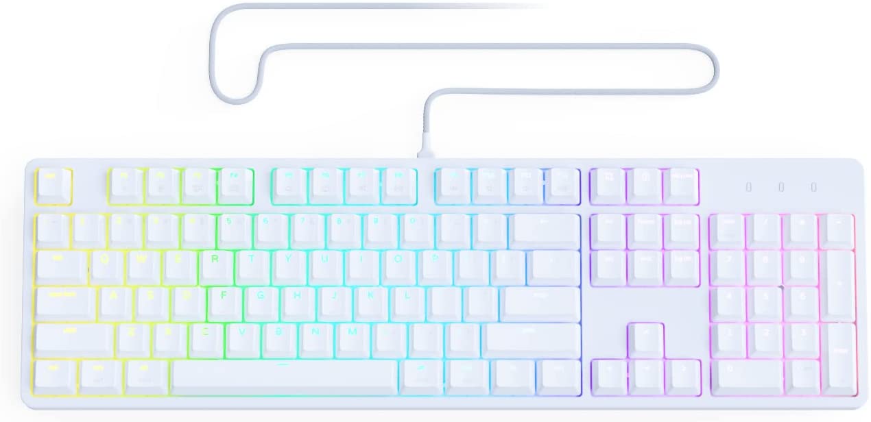 PWNAGE Ultra Custom Gaming Keyboard - Full Size RGB - USB C Mechanical Keyboard Hot Swappable Switches & PBT Keycaps - White Metal Top Plate - Linear Red Switches