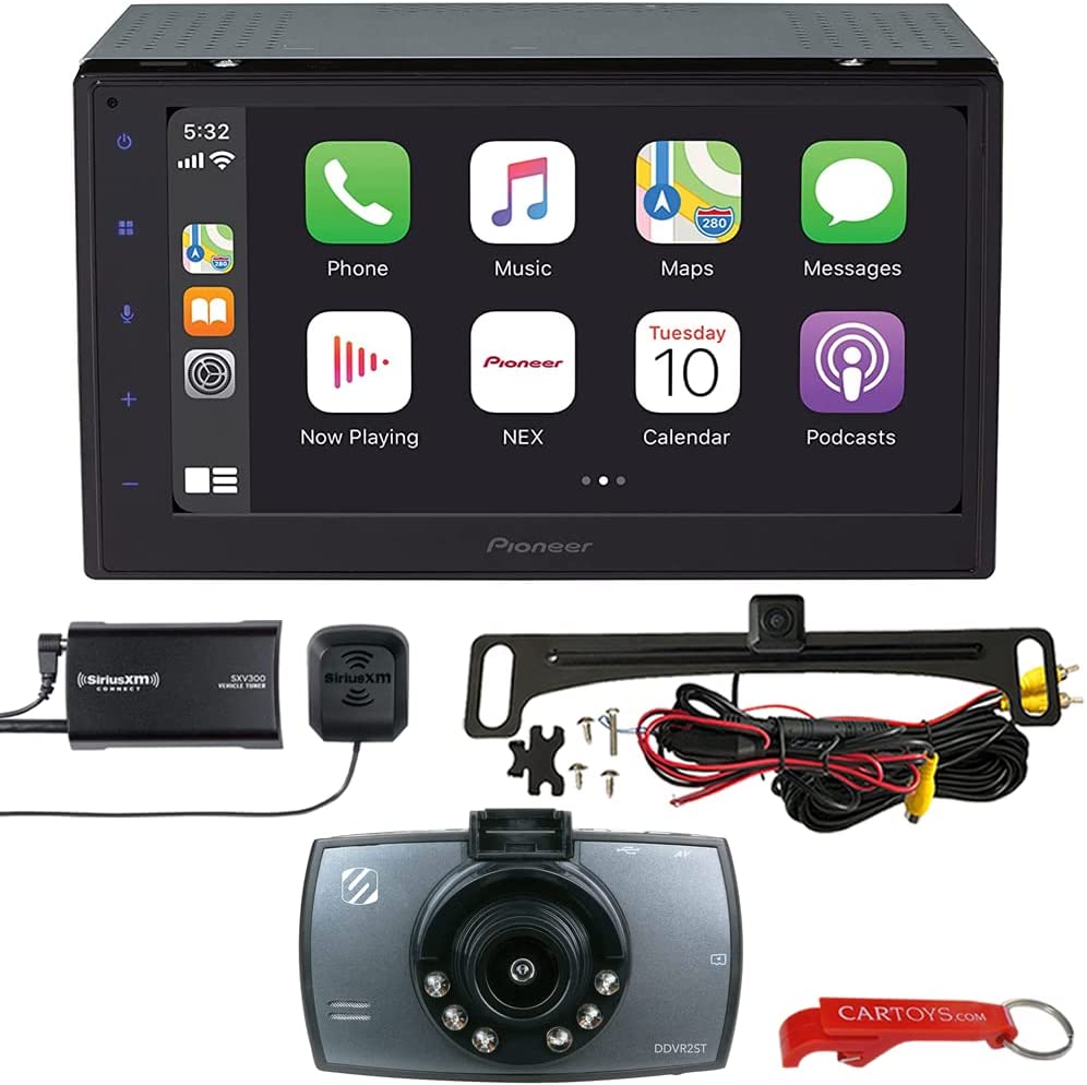 Pioneer DMH-1770NEX 2-DIN Car Stereo w/ Backup Camera, 1080p Dash Cam + SiriusXM Tuner Bundle. Apple CarPlay and Android Auto, Bluetooth, SiriusXM Ready, 13 Band EQ, 6.8" Capacitive Touchscreen, No CD