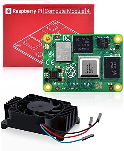 Raspberry Pi Compute Module 4 with CM4 heatsink PWM Fan, CM4 8GB RAM 32GB eMMC Single Board 64-Bit Quad-Core Processor Bluetooth 5.0 Dual-Band WiFi (CM4108032)