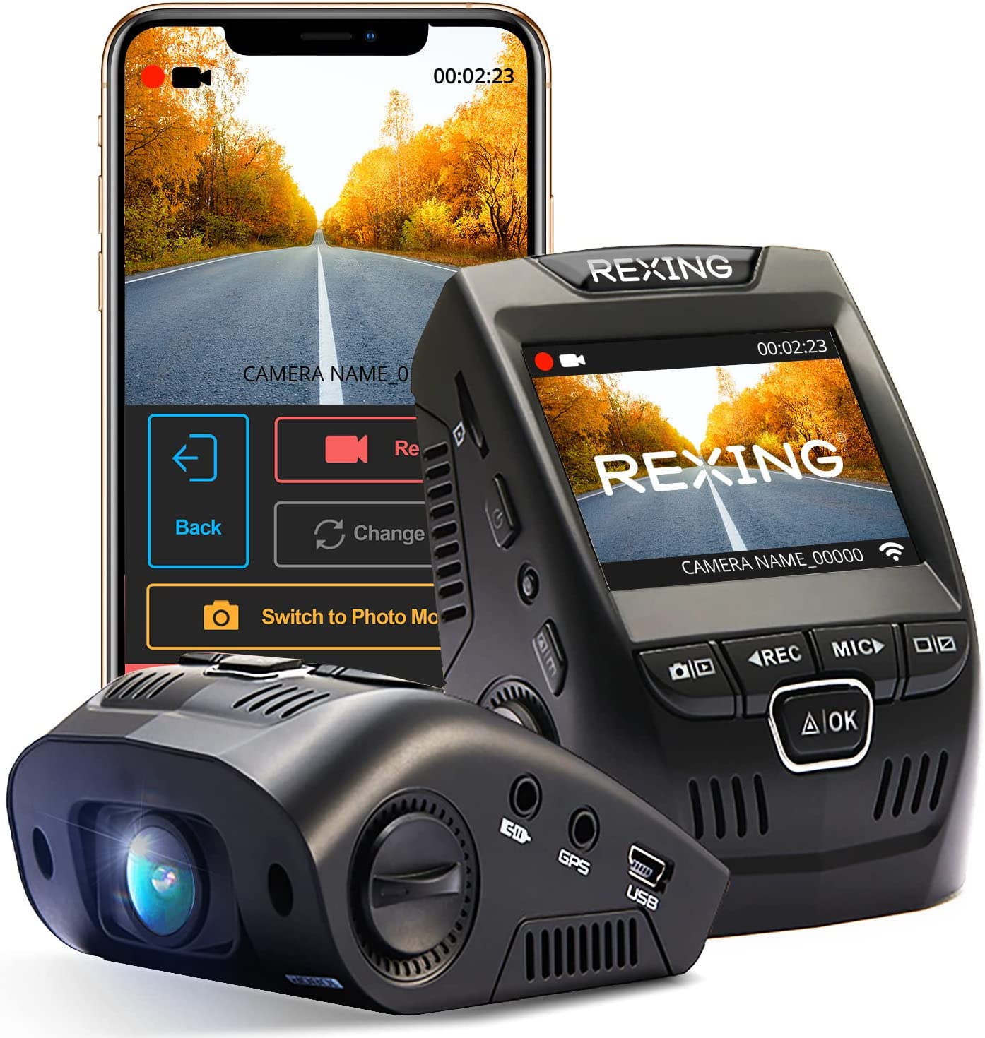 RexingUSA V1-4K Ultra HD Car Dash Cam with Wi-Fi 2.4” LCD Screen | 170° Wide Angle Dashboard Camera Recorder with G-Sensor | WDR | Loop Recording | Supercapacitor | Mobile App | 256GB Supported