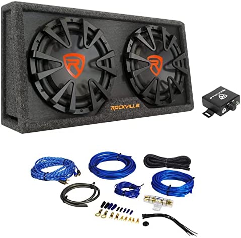 Rockville RG212CA v2 2000w Dual 12" Vented Powered Car Subwoofer Enclosure + Amp Kit