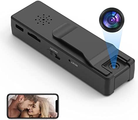 Small Wireless WiFi Portable Camera, Security Body Cameras 1080P HD with 180° Pivoting Wide Angle Lens Remote Phone APP Room Pet Camera