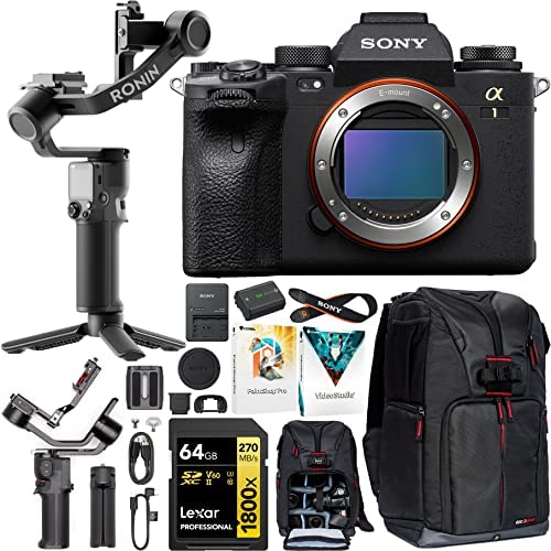 Sony Alpha 1 Full Frame Mirrorless Camera Body ILCE-1/B Filmmaker's Bundle Including DJI RS 3 Mini Gimbal Stabilizer Kit + Deco Gear Photography Backpack + 64GB High Speed Card & Software