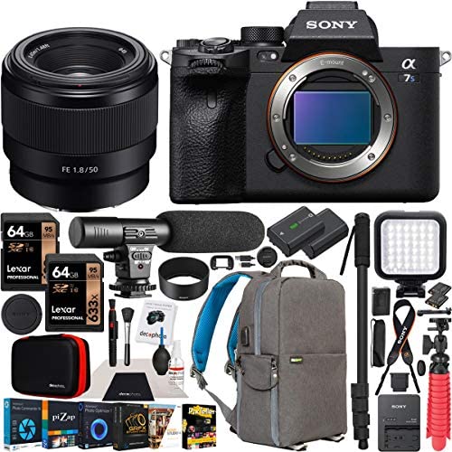 Sony a7S III Full Frame Mirrorless Camera Body FE 50mm F1.8 Full-Frame Lens SEL50F18F ILCE-7SM3/B Bundle with Deco Gear Photography Backpack Case, Software and Accessories