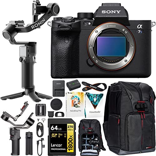 Sony a7S III Full Frame Mirrorless Camera Body ILCE-7SM3/B Filmmaker's Bundle Including DJI RS 3 Mini Gimbal Stabilizer Kit + Deco Gear Photography Backpack + 64GB High Speed Card & Software