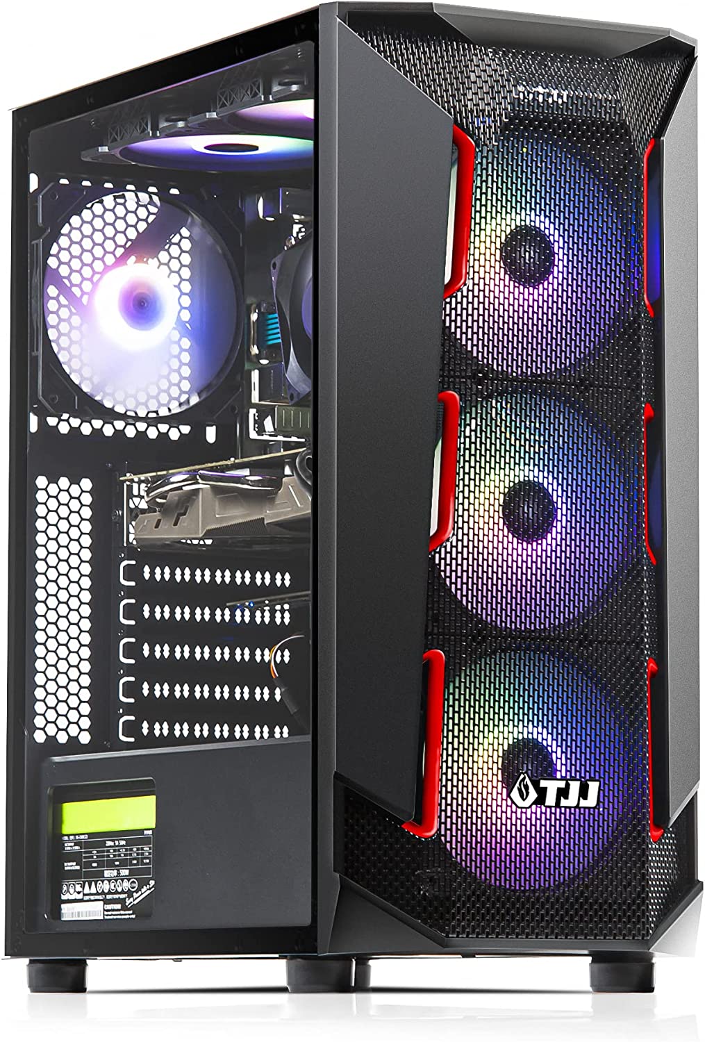 TJJ Snake Gaming PC Desktop Computer – Intel Core i7 (Up to 4.0GHz), AMD Radeon RX 5500 XT 8GB (Beat GTX 1650), 16GB DDR4, 250GB SSD, WiFi 6E, VR Ready, 6 RGB Fans, Keyboard & Mouse, Win 10 Pro