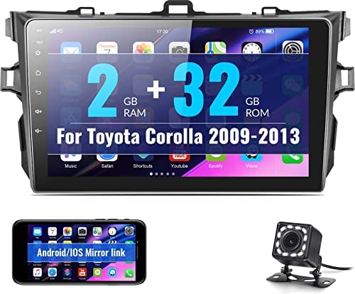 UNITOPSCI Android Car Stereo Radio for Toyota Corolla 2009 2010 2011 2012 2G RAM 32G ROM in Dash GPS Navigation Head Unit with 9 Inch Touchscreen Bluetooth WiFi FM SWC + Backup Camera