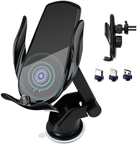 Wireless Car Charger,15W Fast Charging Car Charger Phone Holder Mount, Auto Clamping Car Charger Phone Mount Phone Holder for iPhone 14 13 12 11, Samsung Galaxy S23+ S22, etc