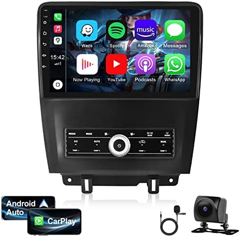 for Ford Mustang 2+32 Car Radio Upgrade 2010 2011 2012 2013 2014 Android 11 Car Stereo GPS Navigation 10.1 inch Touchscreen Head Unit Wireless Carplay Android Auto WiFi HiFi BT/RDS+Backup Camera