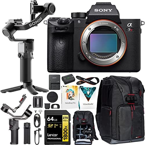 Sony a7R III Full Frame Mirrorless Camera Body ILCE-7RM3A/B Filmmaker's Bundle Including DJI RS 3 Mini Gimbal Stabilizer Kit + Deco Gear Photography Backpack + 64GB High Speed Card & Software